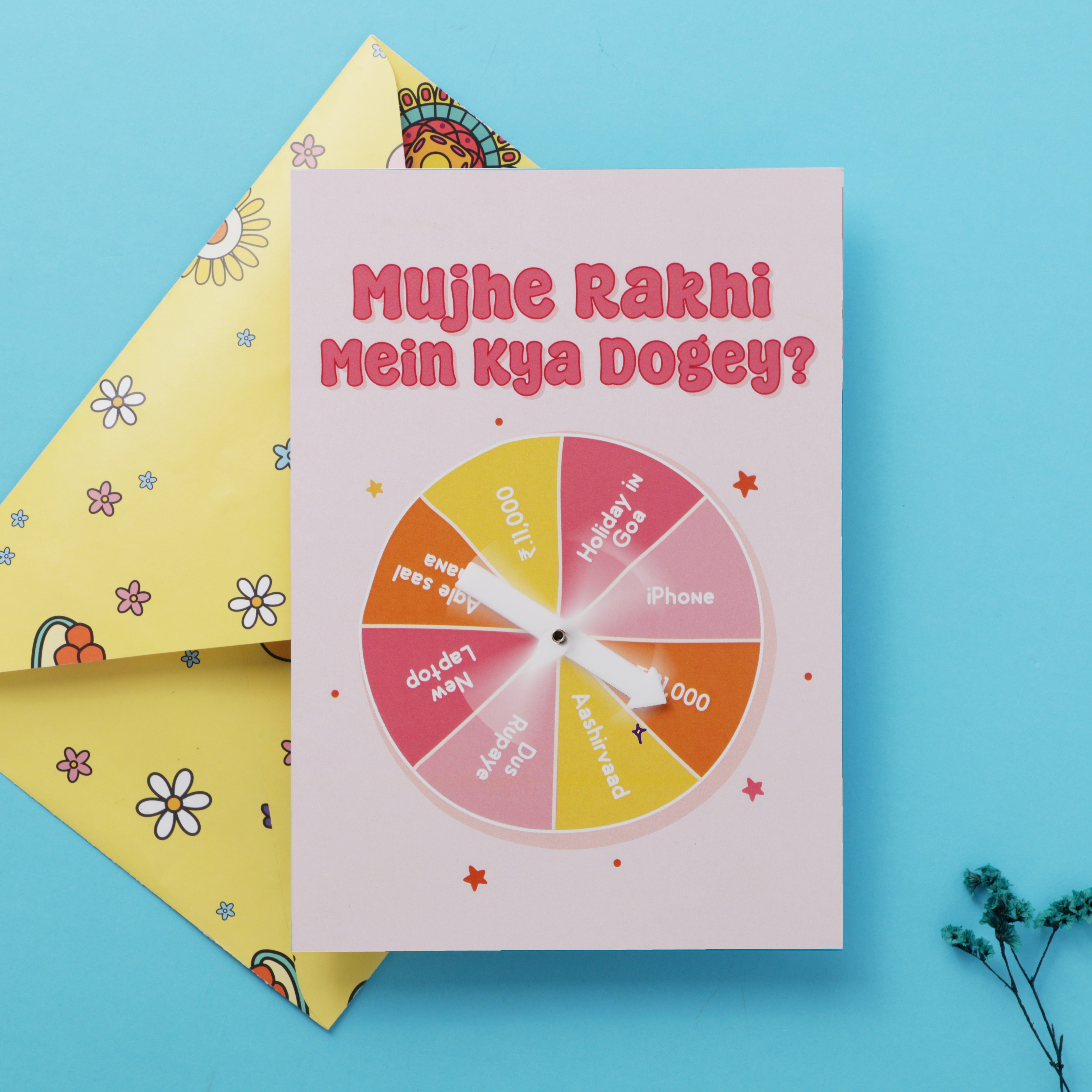 Oye Happy Rakhi ka Gift Spinwheel Card | Funny Rakhi Game Card for Brother & Sister - OHRSWC