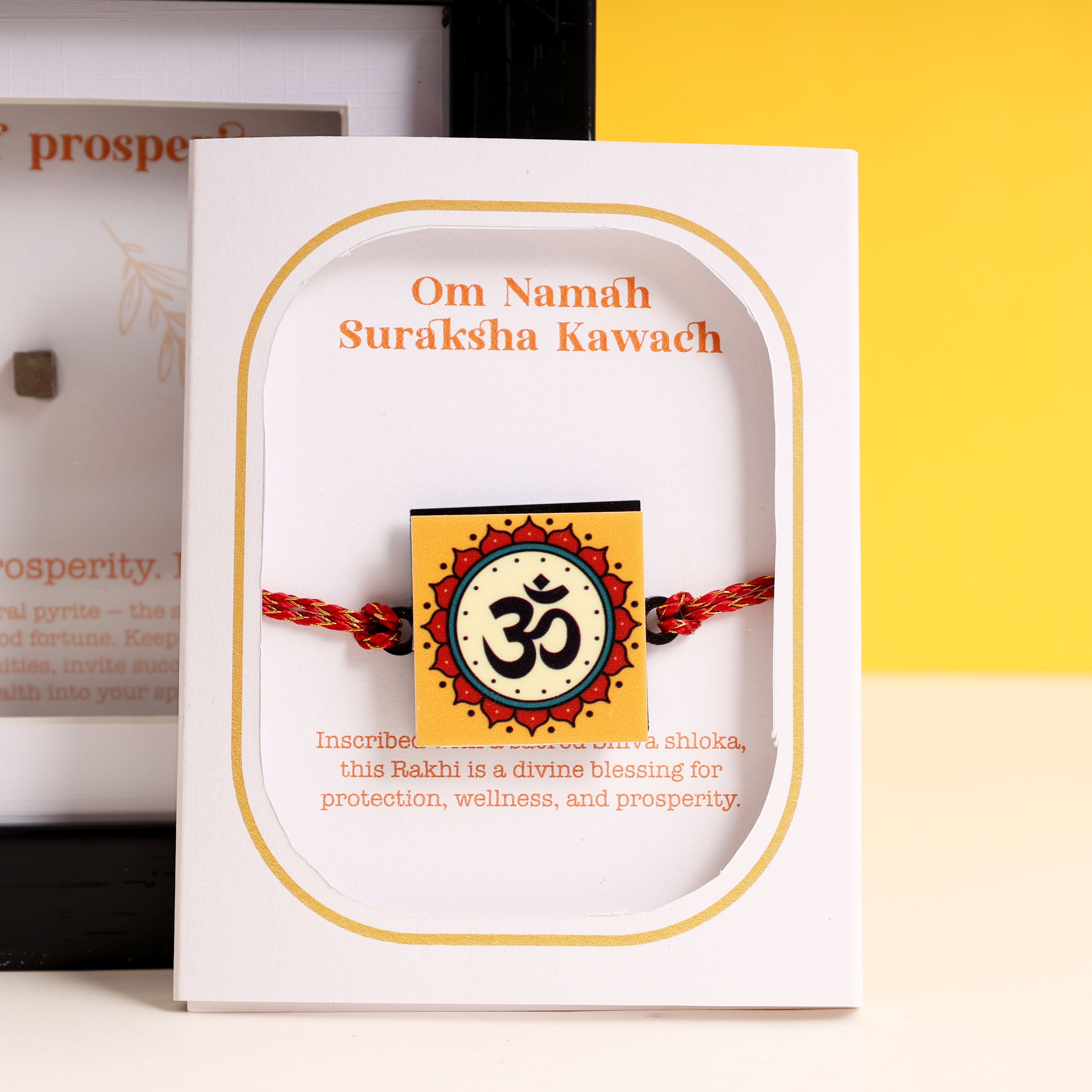 Oye Happy Wealth & Prosperity Rakhi Hamper - Gift Set with Rakhi, Charm, Candle & Frame | Rakhi Gift for Brother, Bhai & Bhaiya - OHWPH