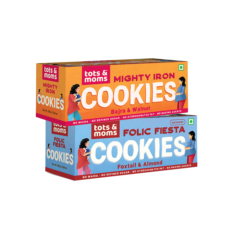 Tots & Moms Cookies | Mighty Iron | Folic Fiesta | Pack of 2 - 150g each