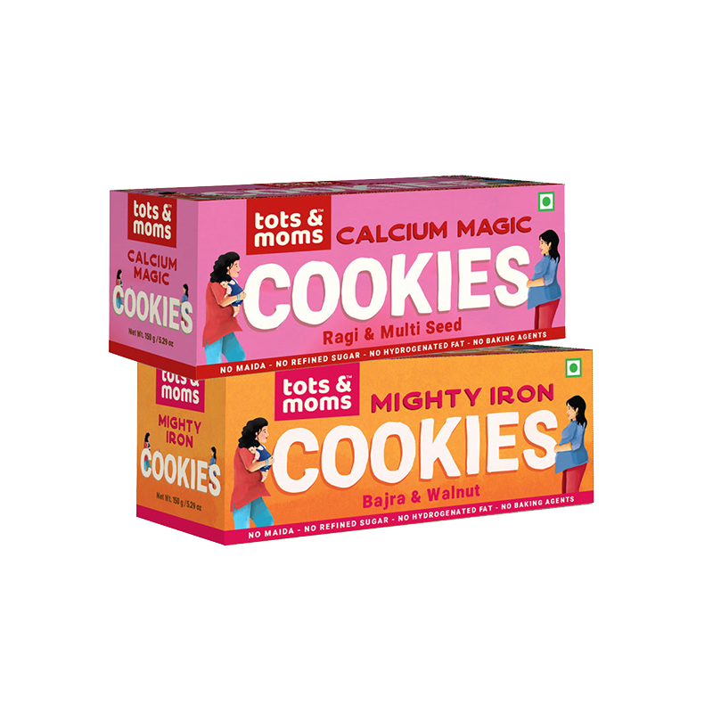 Tots & Moms  Cookies | Mighty Iron | Calcium Magic | Pack of 2 - 150g each