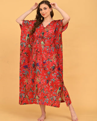 Painted Breeze Maternity and Nursing Kaftan Nighty relaxed front pose highlighting side slits and soft drape.