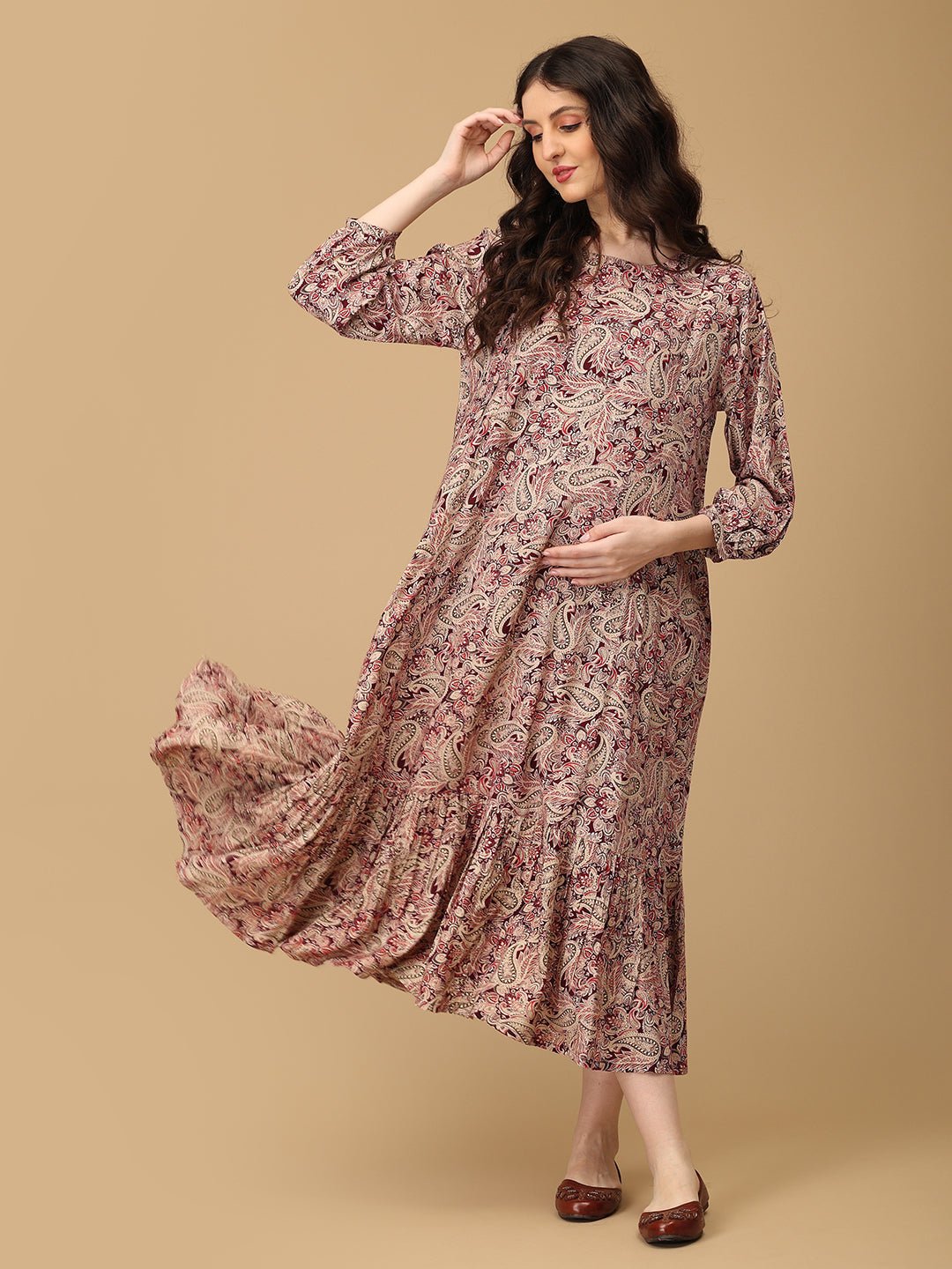 Paisley Allure Maternity and Nursing Dress - DRS - SK - PSALR - S