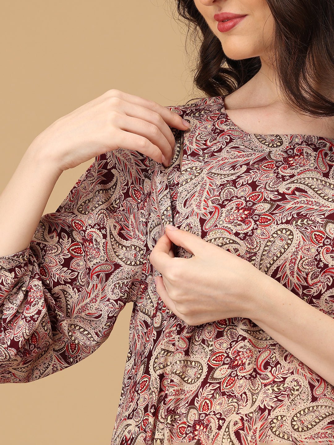 Paisley Allure Maternity and Nursing Dress - DRS - SK - PSALR - S