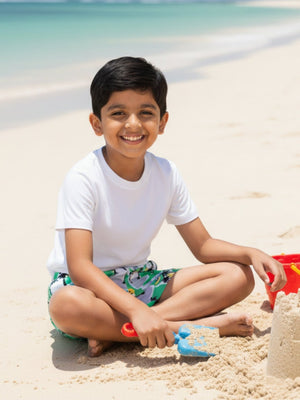 Palm Paradise Boys Swim Shorts - 6 - 12 Months Kids Swimwear
