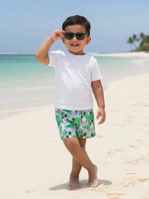 Palm Paradise Boys Swim Shorts - 6 - 12 Months Kids Swimwear