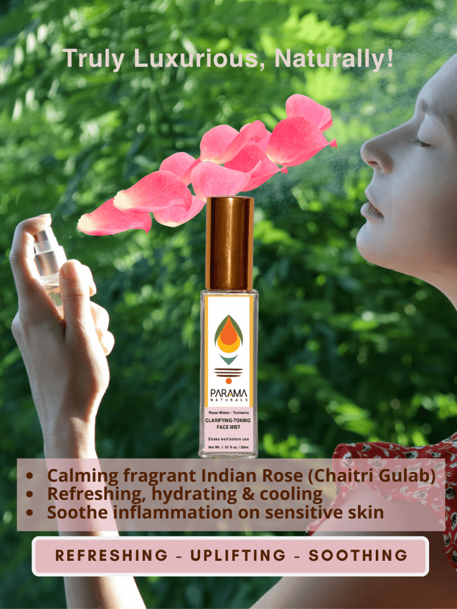 Parama Natural Clarifying and Toning Facial Mist with Turmeric Essential Oil and Pure Chaitri Gulabjal Rosewater- 30ml - 44674