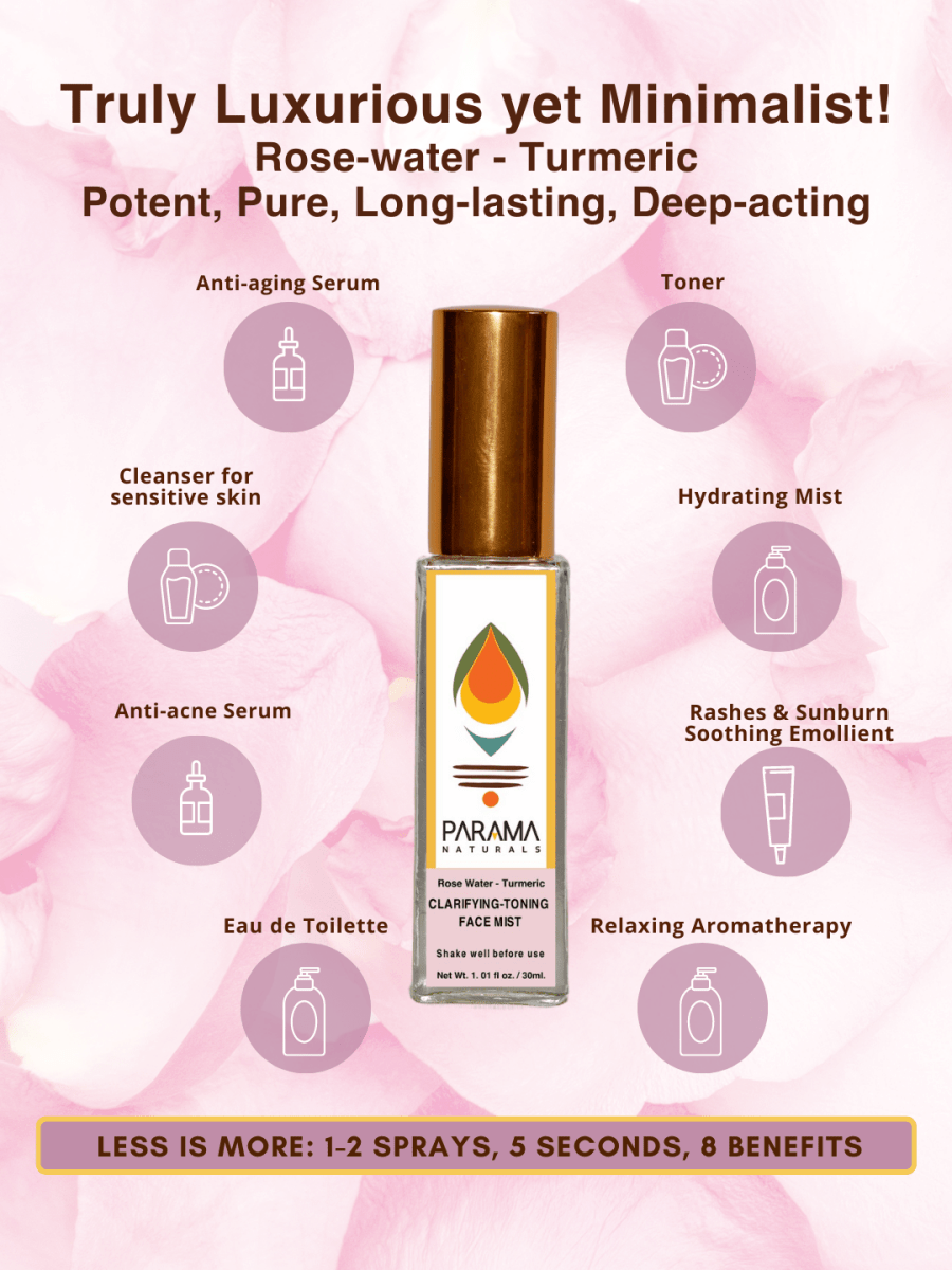 Parama Natural Clarifying and Toning Facial Mist with Turmeric Essential Oil and Pure Chaitri Gulabjal Rosewater- 30ml - 44674