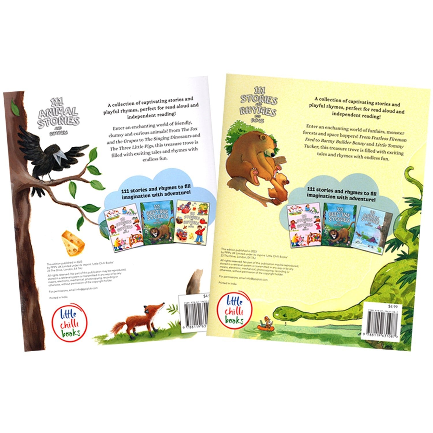 Parragon Publishing 111 Animal Stories & Rhymes Pack of 2 Books| Short Stories - 9788198022424