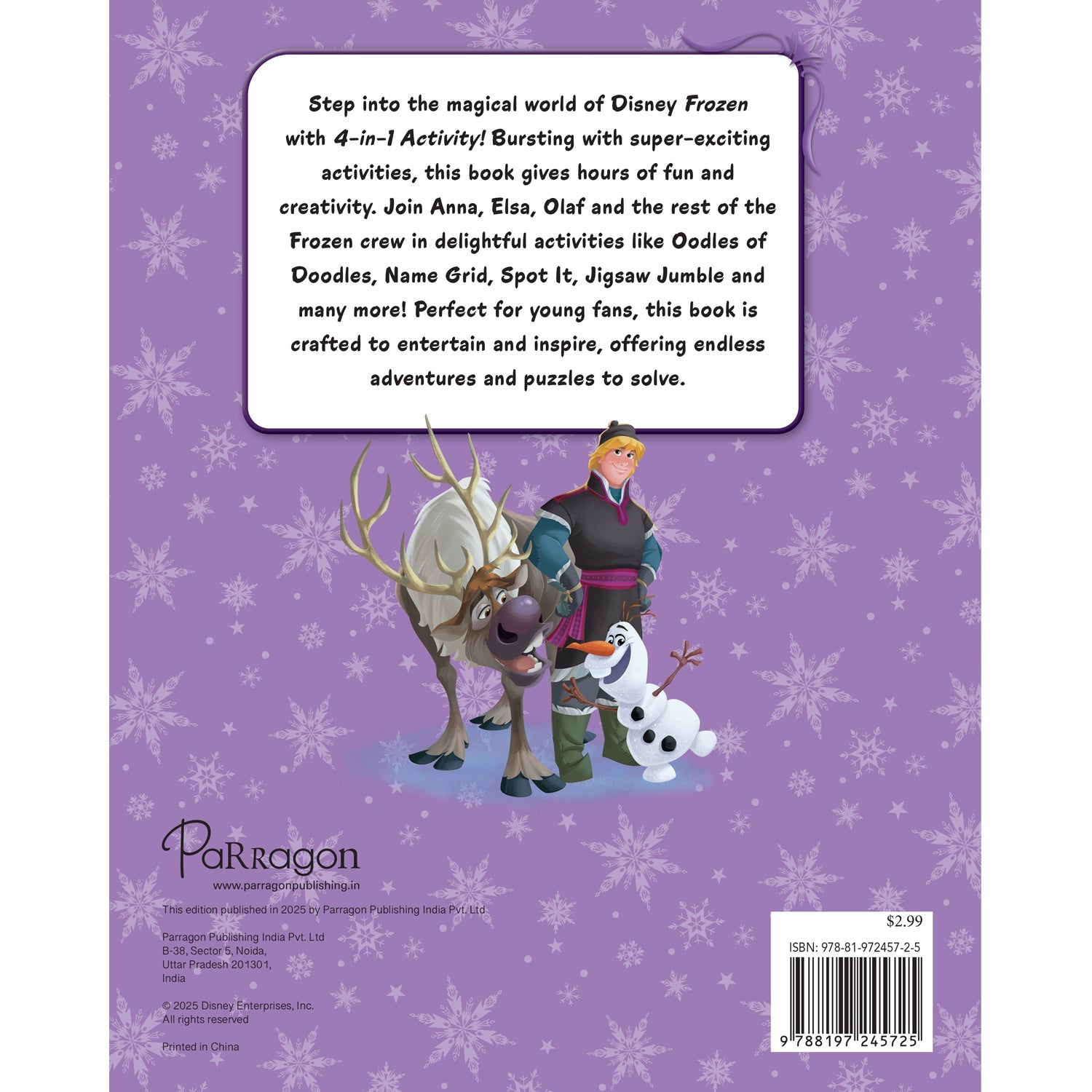 Parragon Publishing Disney Frozen: 4 - in - 1 Activity Book Puzzles, Colouring, Games, and More - 9788197245725