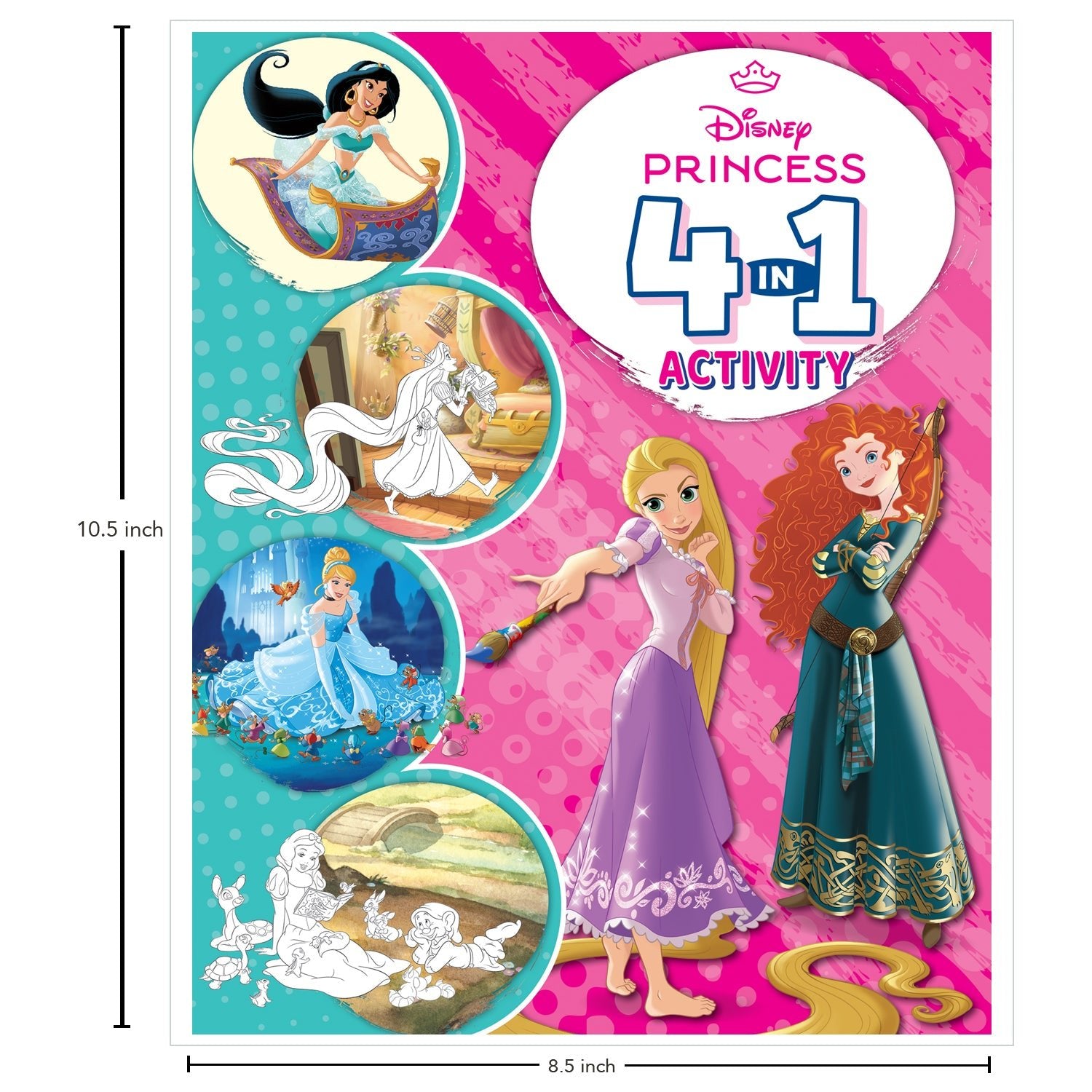 Parragon Publishing Disney Princess: 4 - in - 1 Activity Book Puzzles, Coloring, Games, and More - 9788197245794