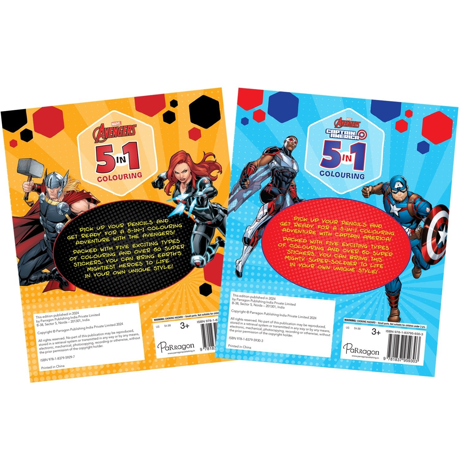 Parragon Publishing Marvel 5 - in - 1 Avengers and Captain America Pack of 2 Colouring Books - 9788198022431