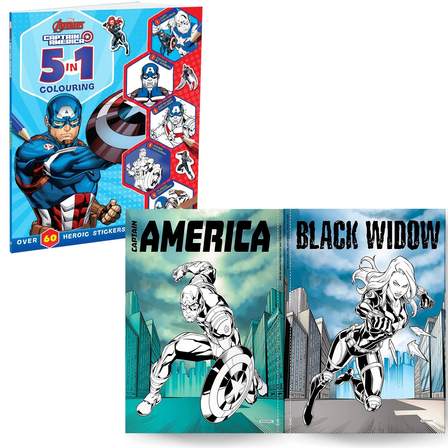 Parragon Publishing Marvel 5 - in - 1 Avengers and Captain America Pack of 2 Colouring Books - 9788198022431