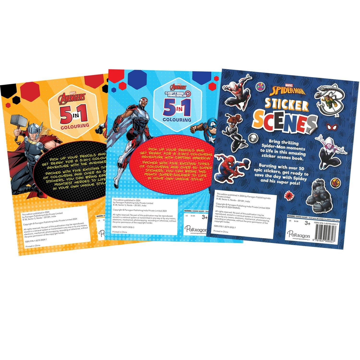 Parragon Publishing Marvel Avengers Stickers and 5 - in - 1 Colouring Pack of 3 Books - 9788198065483