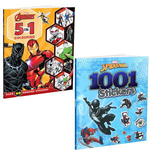 Parragon Publishing Marvel Spider - Man and Avengers Sticker and Colouring Pack of 2 Books - 9788198065476