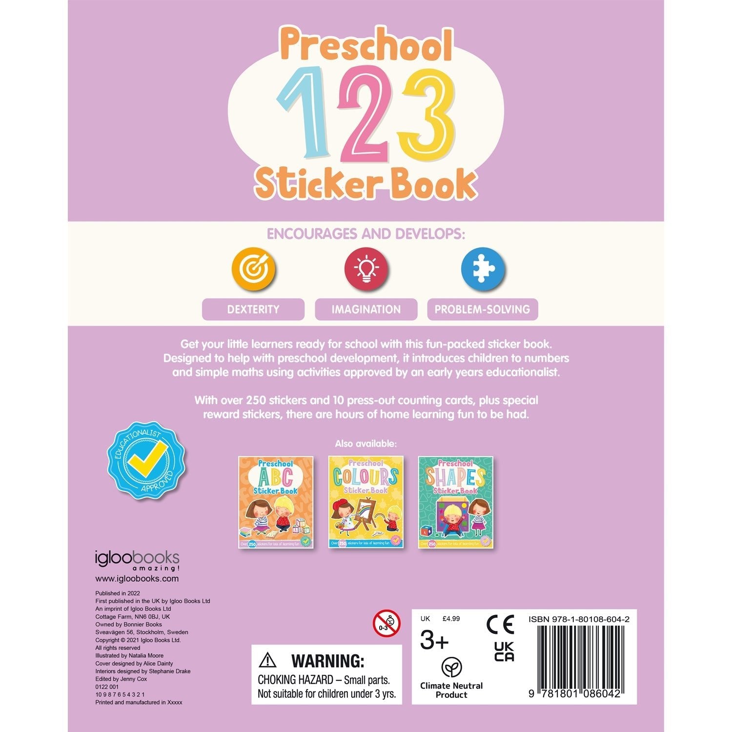 Parragon Publishing Preschool 123 Sticker Activity Book For Children Age 4 - 6 - Sticker Book