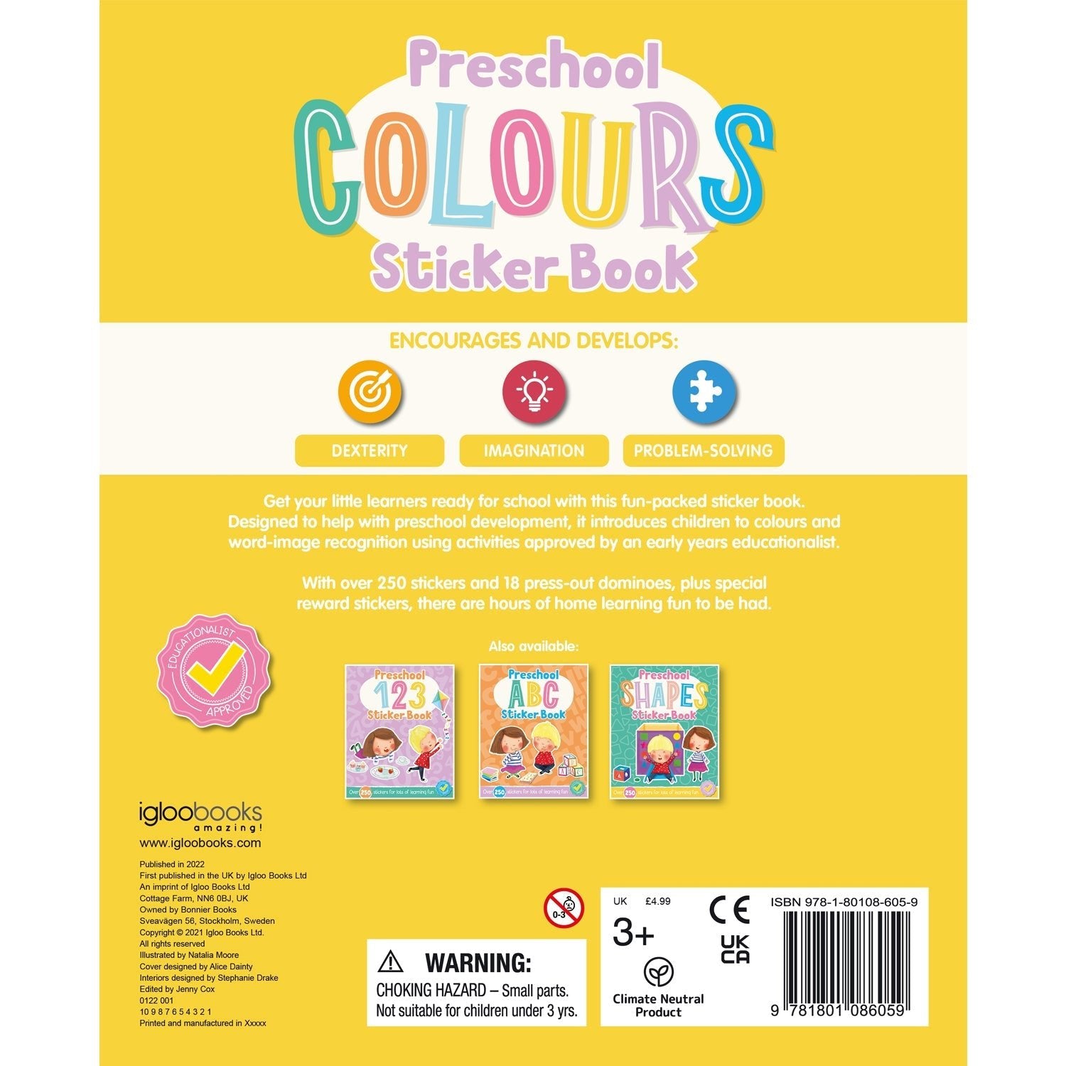 Parragon Publishing Preschool Colours Sticker Book for Children Ages 0 - 3 - Sticker Book