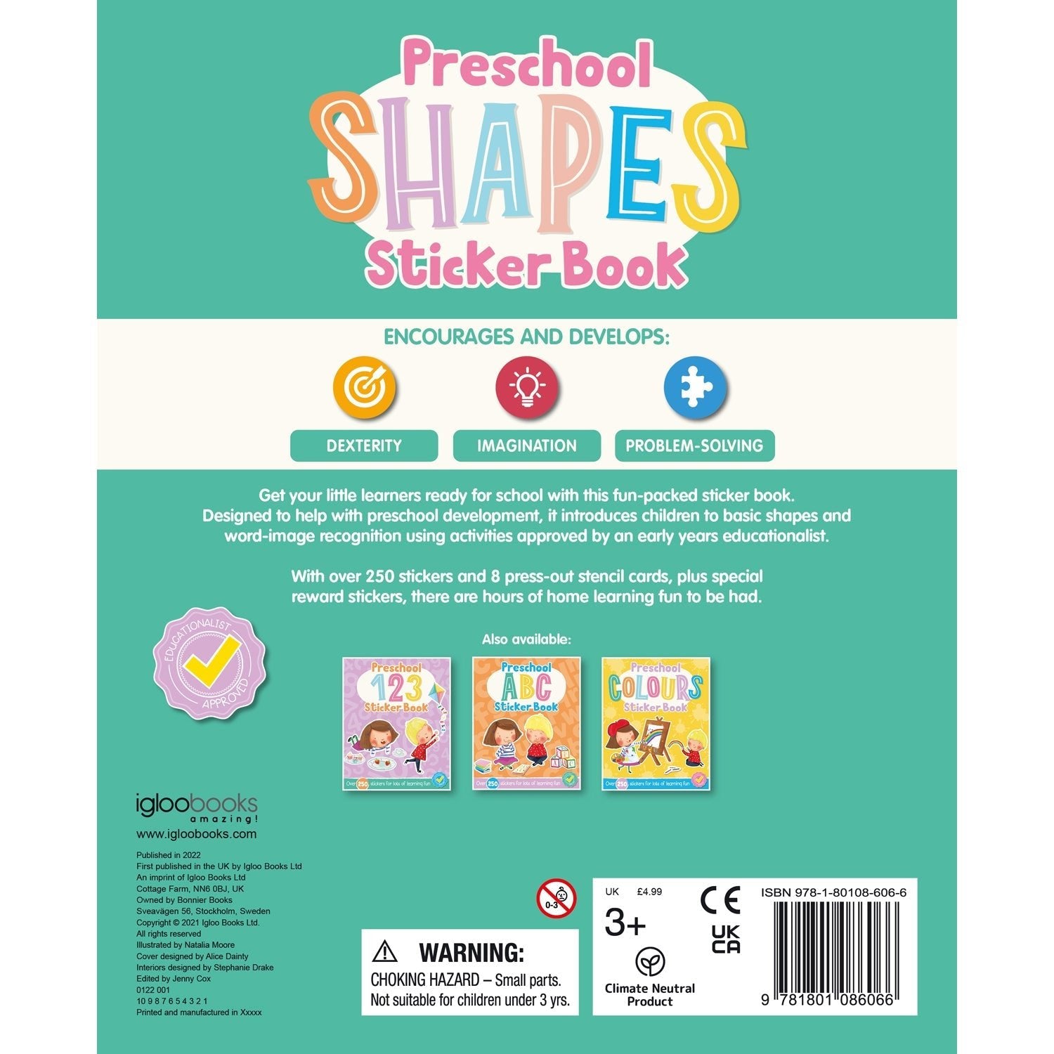 Parragon Publishing Preschool Shapes Sticker Book for Children Ages 0 - 3 - Sticker Book