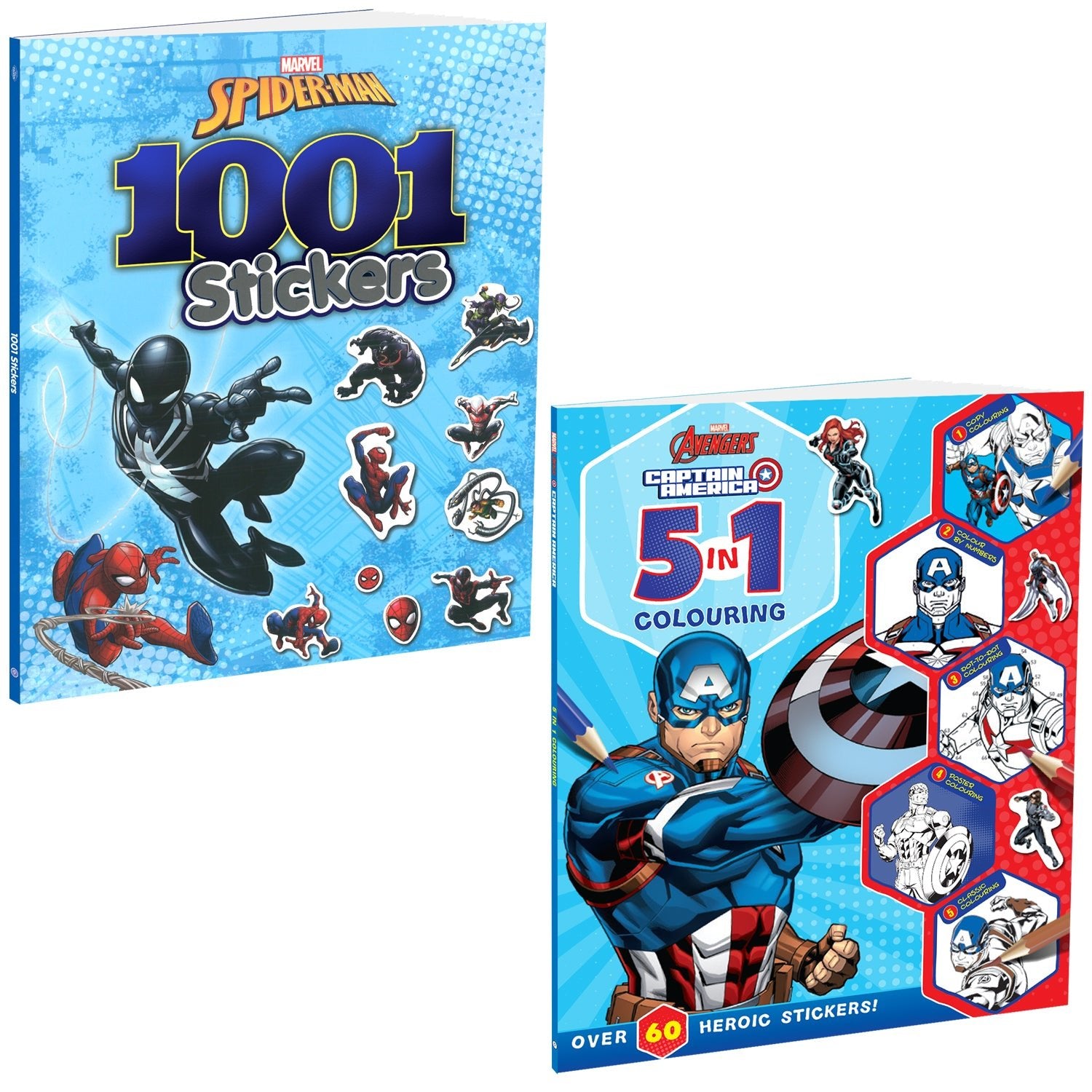 Parragon Publishing Spider - Man and Captain America Sticker and Colouring Pack of 2 Books - 9788198065469