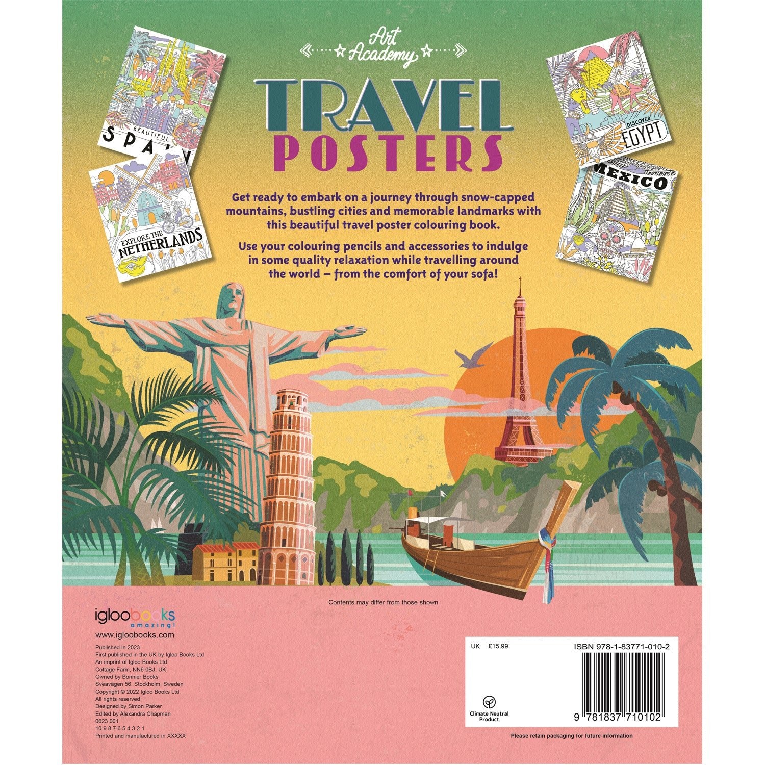 Parragon Publishing Travel Posters Colouring Book, Colour your famous places - 9781837714582
