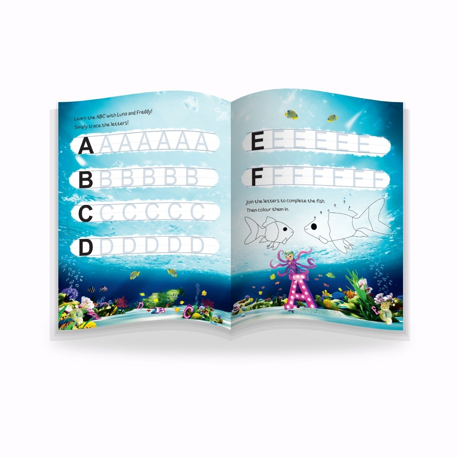 Parragon Publishing Write with Luna Octopus Activity Book for 3 - 5 Year Kids - Writing Books