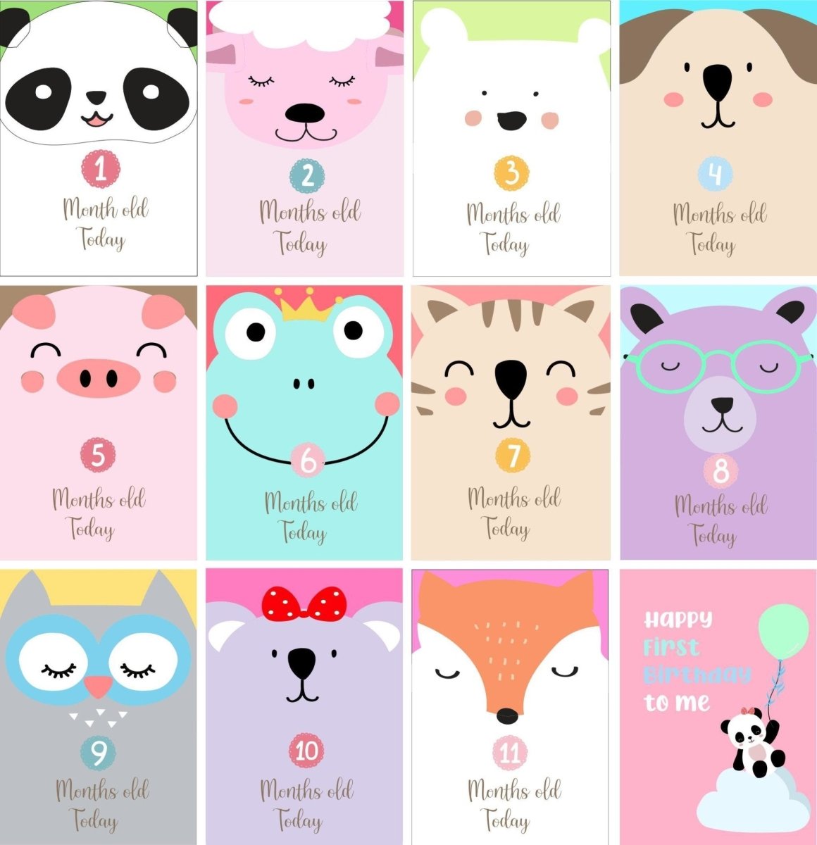 Party Panda Theme Milestone cards- (Pack of 25) - MSCD-PTPND