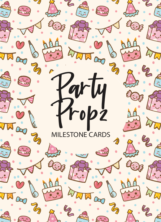 Party Propz Theme Milestone Cards - (Pack of 25) - Rectangular Baby Milestone Cards