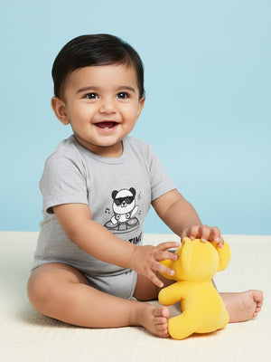 A baby wearing Party Time baby Preemie Newborn Onesie