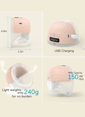 Paruu P10 Double Breast Pump - Wearable Comfort | The Mom Store - Pink Breast Pump