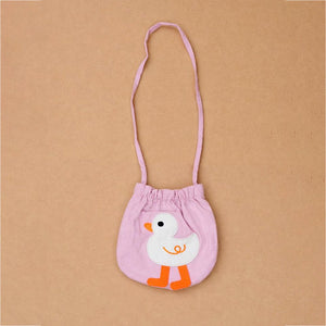 Pastel Pink Duck Dungaree with Frill T-shirt and matching sling bag, 2Pcs Clothing Set For Toddlers And Kids - 1 - 2 Years Kids Clothing