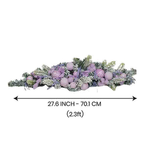Pastel Purple Swirl Snow Frosted & Ornament Fillers Bushy Christmas Centre table Garland for Christmas Décor, 2 feet - Christmas