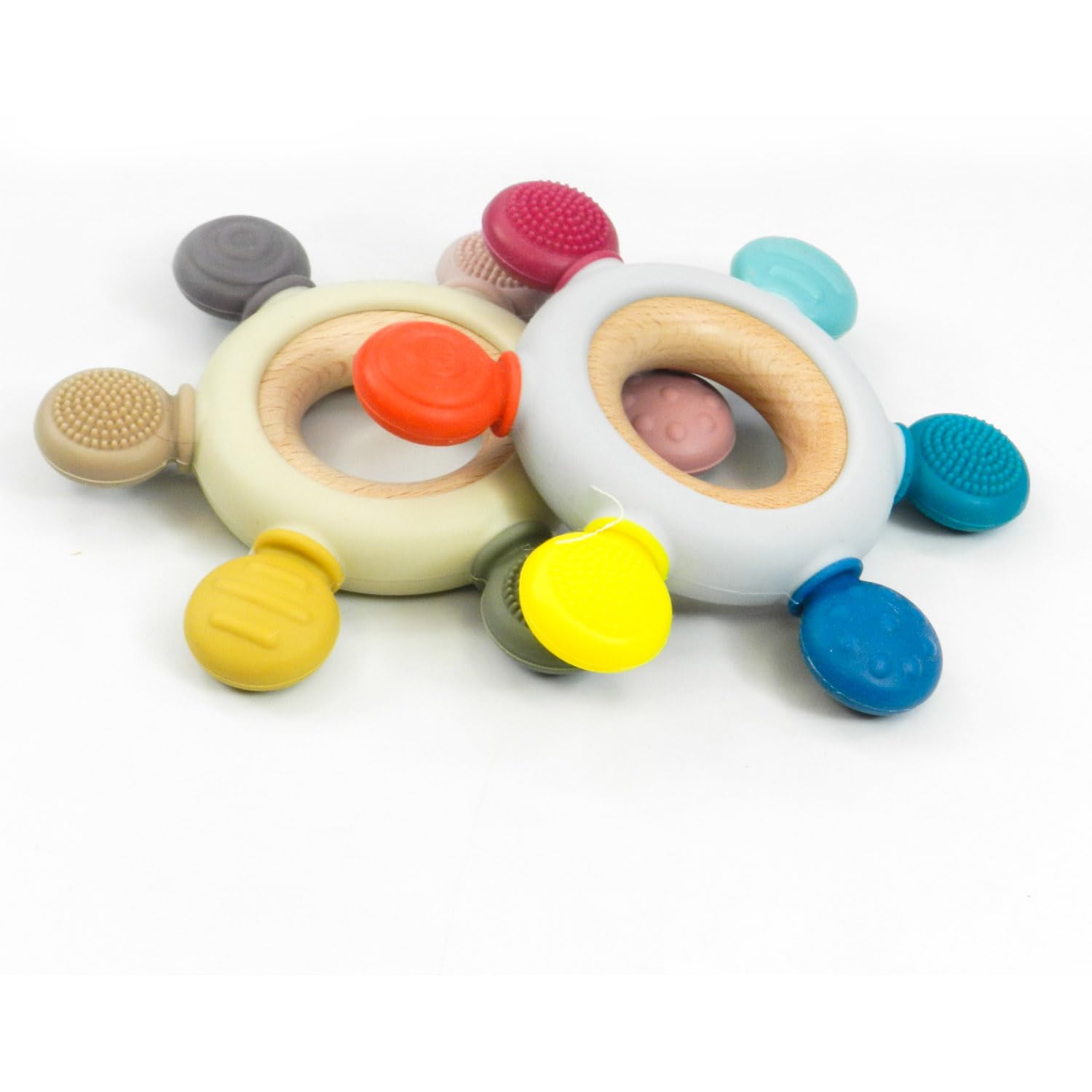 Playbox Wooden BPA Free Baby Silicone Teether Toys Rudder Soothe Babies Gums