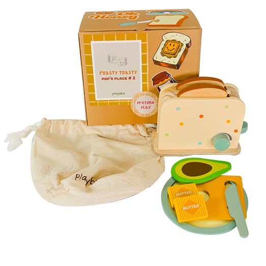 Playbox Roasty Toasty Wooden Toaster Kitchen Set Pretend Play Kids Baby Toy Set