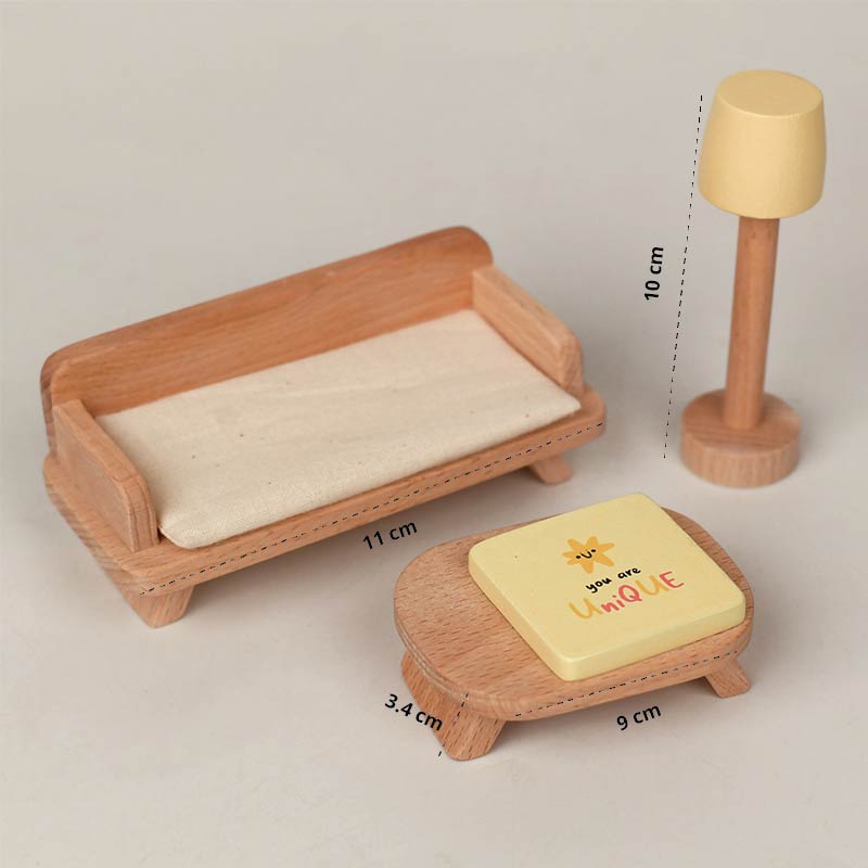 Playbox Wooden Doll House Furniture Play Toy Set | Pretend Play Toddler & Kids Baby Toys