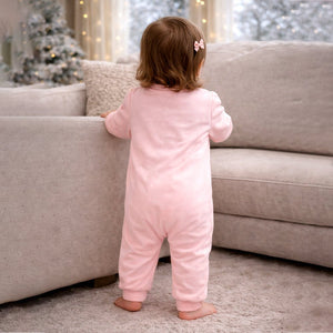 Peach 3Flower Winter Full Sleeves Jumpsuit Romper for Tiny Toddlers - 0 - 3 Months Winter Wear