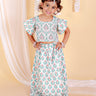 Peach And Blue Floral Print Girls Lehenga Set - KES-SC-PBG-0-6