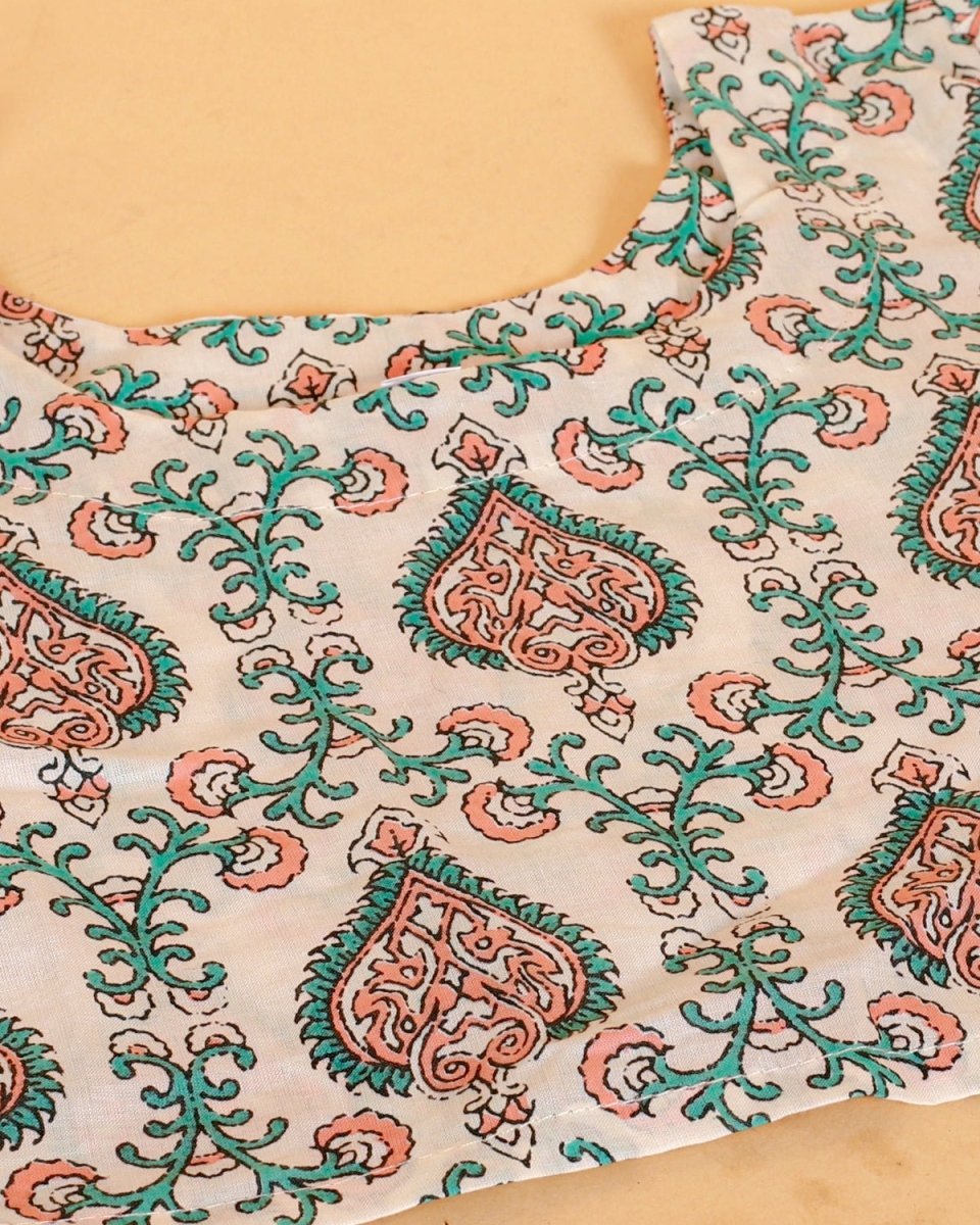Peach And Blue Floral Print Girls Lehenga Set - KES-SC-PBG-0-6
