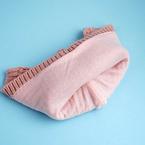 Peach Baby Horns Knitted soft Woolen Winter Cap with tie up, 6 - 18 months - 6 - 18 Months Winter Wear