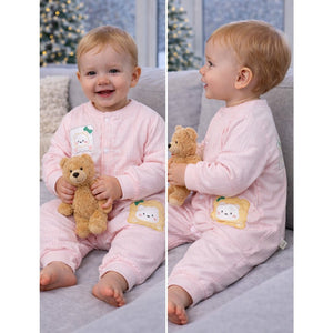 Peach Cookie Patch Winter Full Sleeves Jumpsuit Romper for Tiny Toddlers - 6 - 12 Months Winter Wear