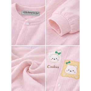 Peach Cookie Patch Winter Full Sleeves Jumpsuit Romper for Tiny Toddlers - 6 - 12 Months Winter Wear