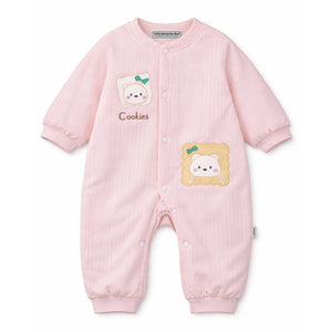 Peach Cookie Patch Winter Full Sleeves Jumpsuit Romper for Tiny Toddlers - 6 - 12 Months Winter Wear