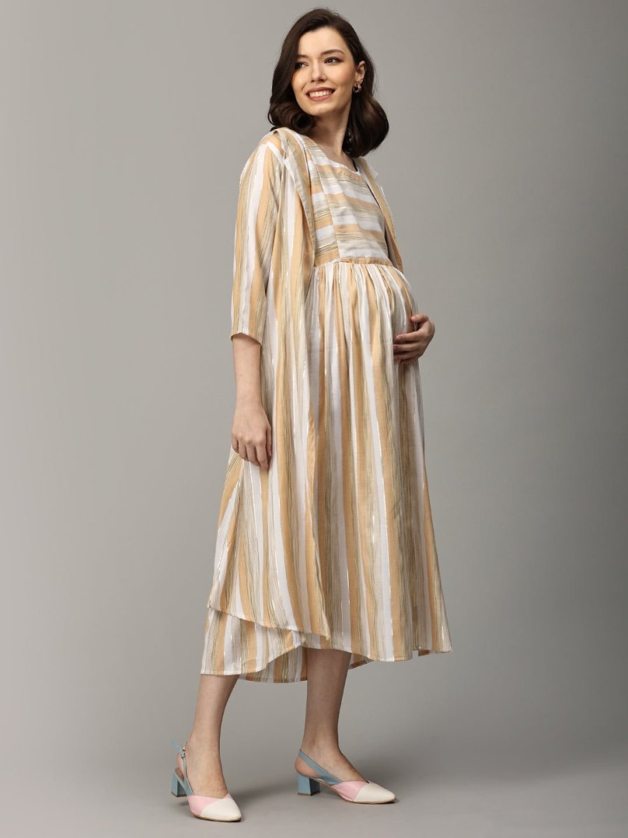 Peach Crush Maternity and Nursing Shacket Dress - MEW-SK-PHCR-S