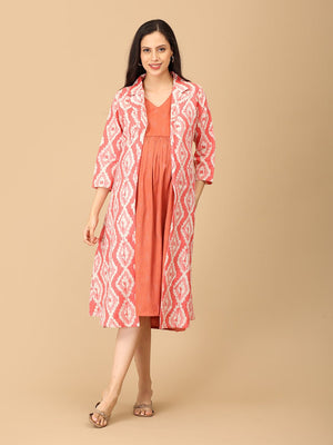 Peach Please Maternity and Nursing Shacket Dress - DRS - SK - PHPLS - S