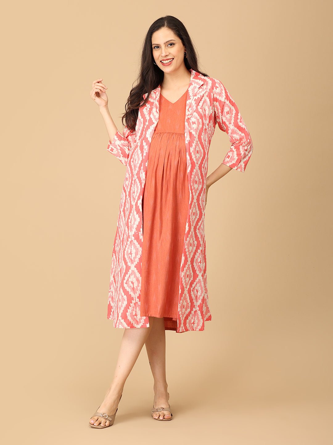 Peach Please Maternity and Nursing Shacket Dress - DRS - SK - PHPLS - S