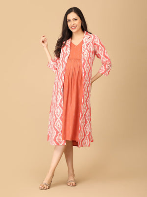 Peach Please Maternity and Nursing Shacket Dress - DRS - SK - PHPLS - S
