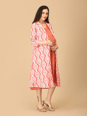 Peach Please Maternity and Nursing Shacket Dress - DRS - SK - PHPLS - S
