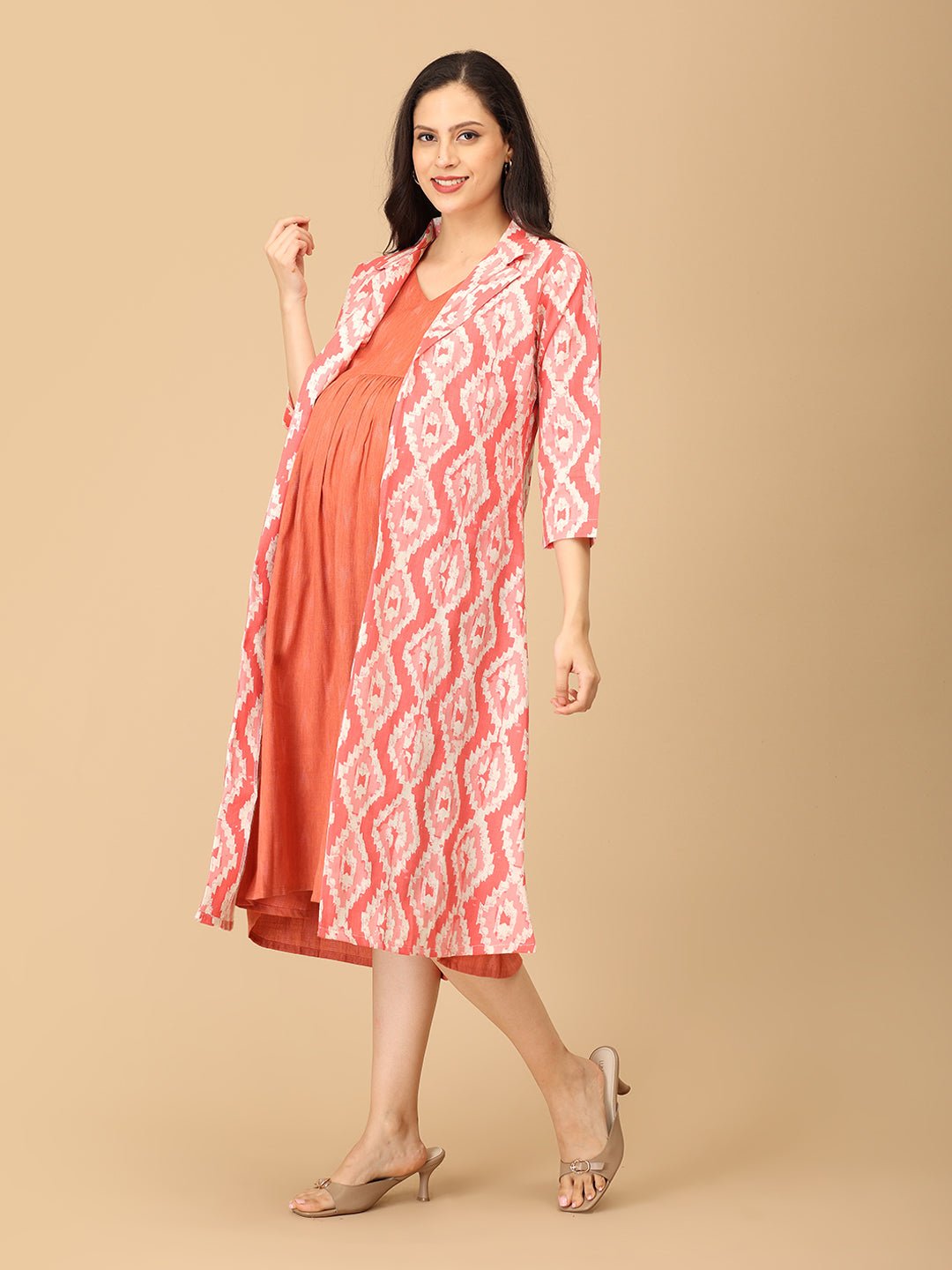 Peach Please Maternity and Nursing Shacket Dress - DRS - SK - PHPLS - S