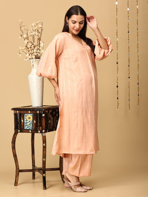 Peach Plush Maternity and Nursing Co Ord Set - MEW - SK - PPLS - S