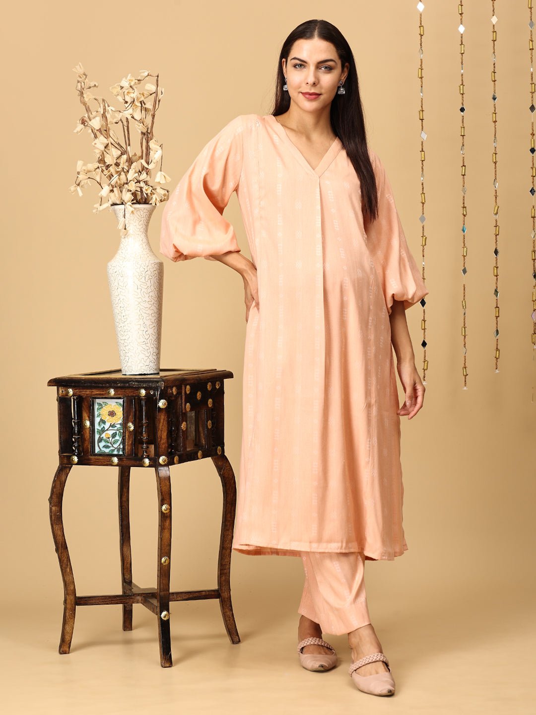 Peach Plush Maternity and Nursing Co Ord Set - MEW - SK - PPLS - S