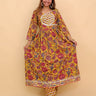 Peele Phool Block Print Anarkali Kurta Set - WES - SC - PELPL - S