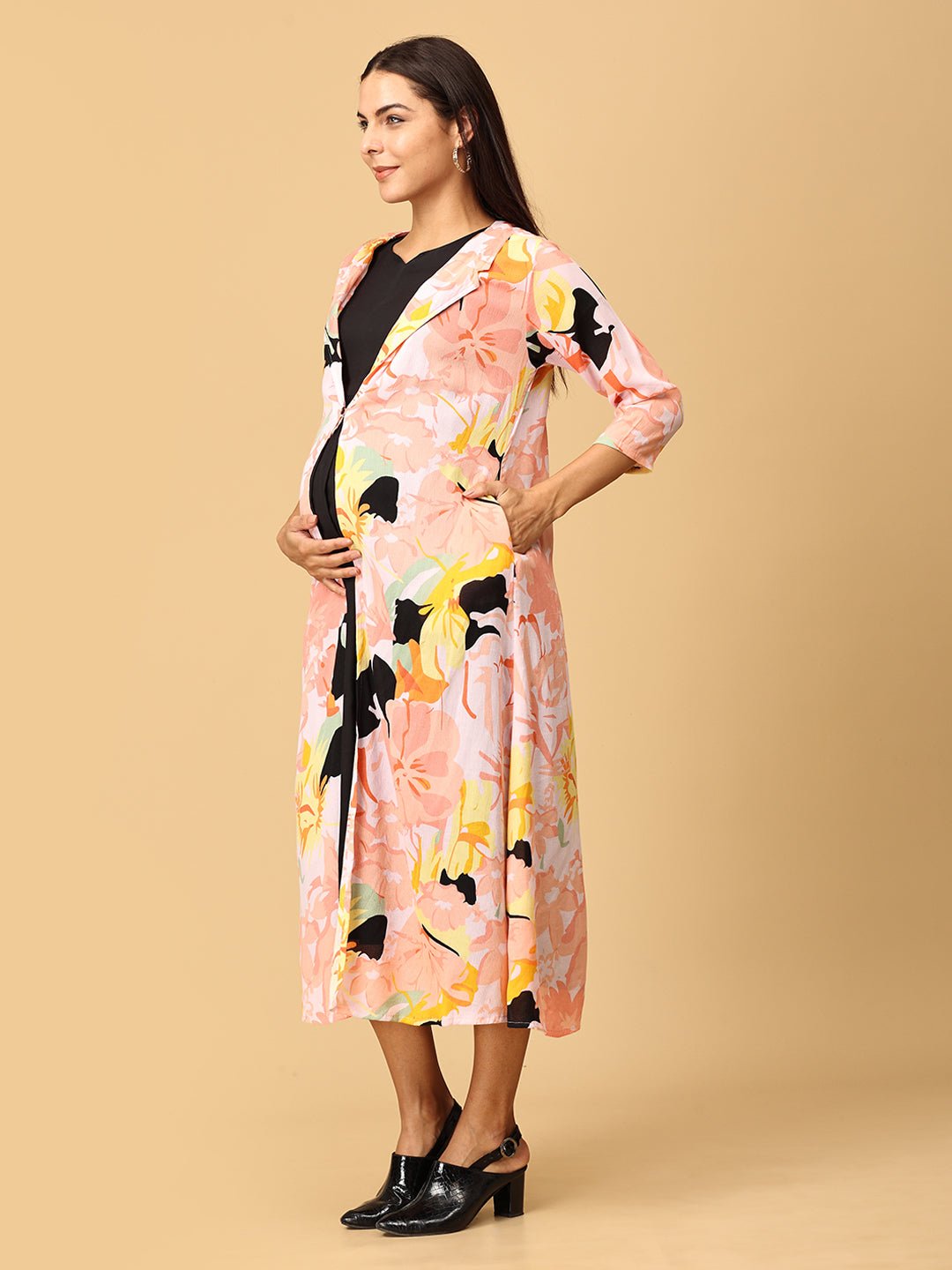Peony Perfection Maternity and Nursing Shacket Dress Set